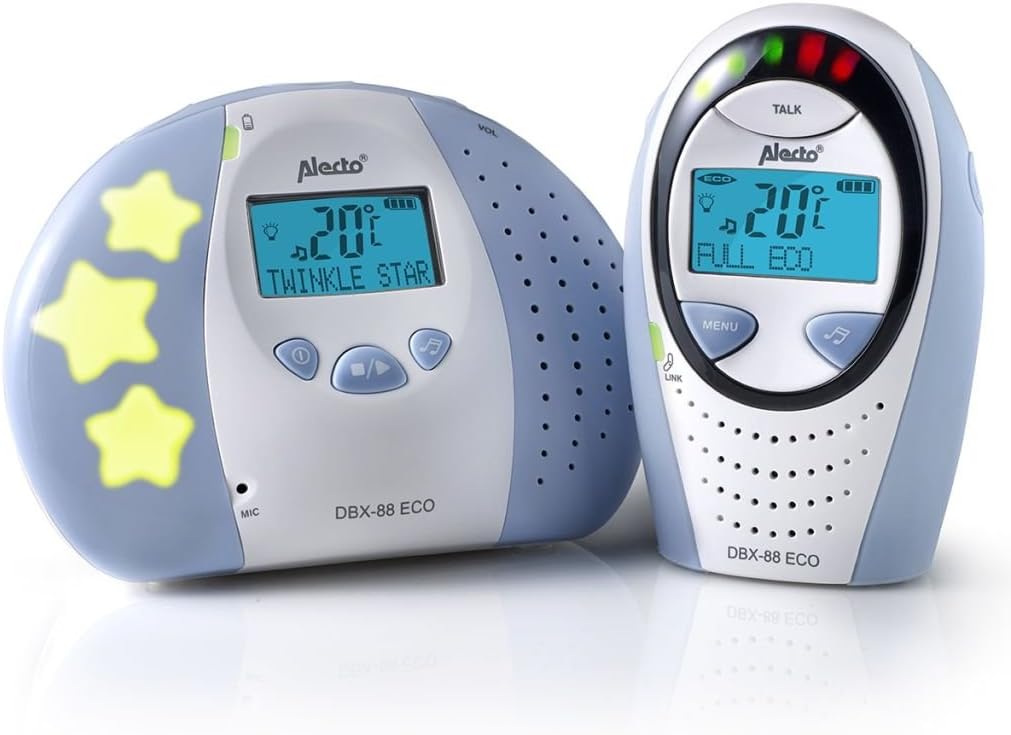Alecto DBX-88 Eco DECT Digitales Babyphone hohe Reichweite bis zu 300 m. (100% störungsfrei), Gegens