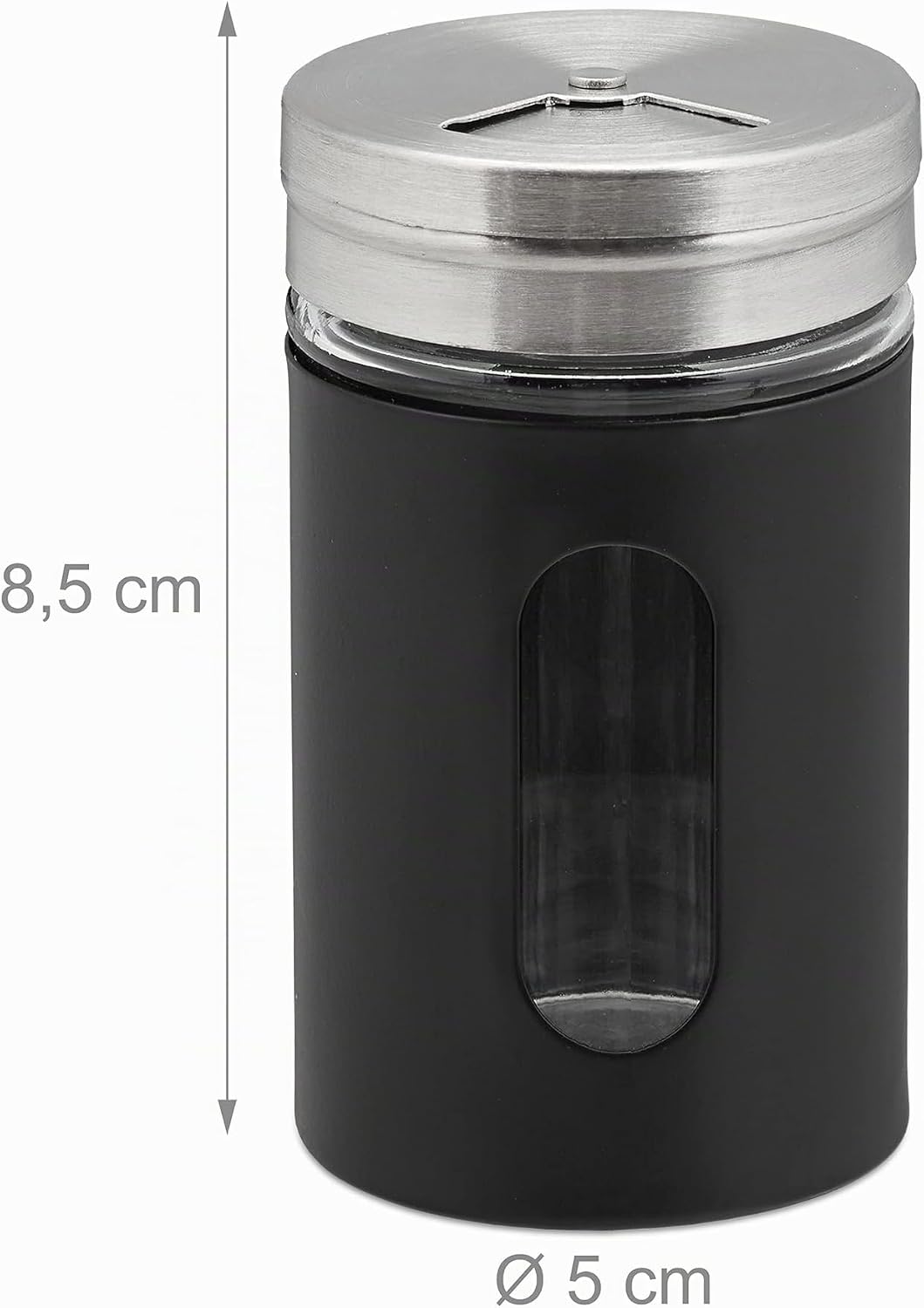 Relaxdays Gewürzstreuer, 12er Set, 3 Streugrade, Gewürze & Kräuter, Gewürzgläser, 90 ml, Glas, Edels