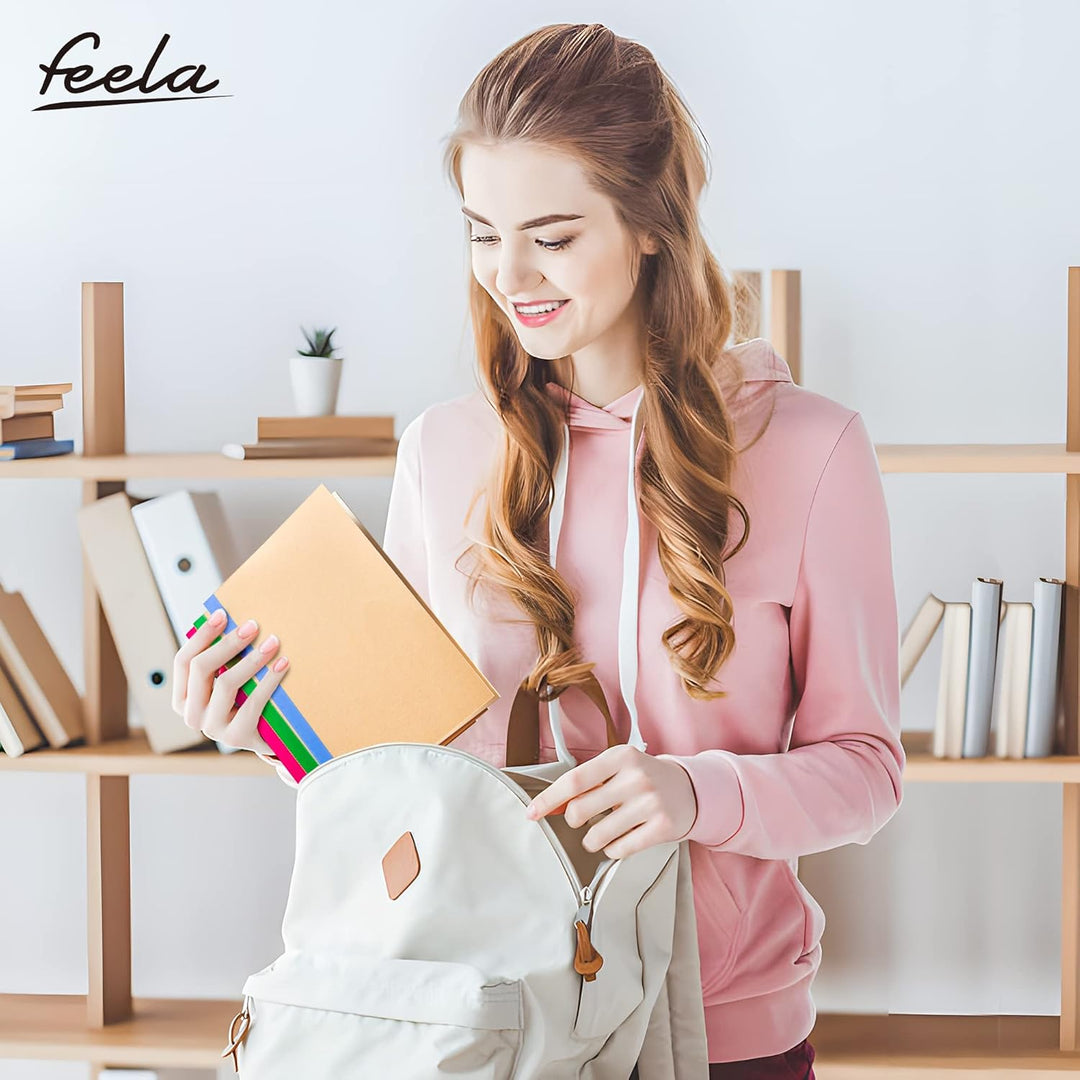 feela Kraft Notizbuch A5 liniert, 16 Notizbücher Set, Notizheft mit Regenbogen Rücken in 16 verschie