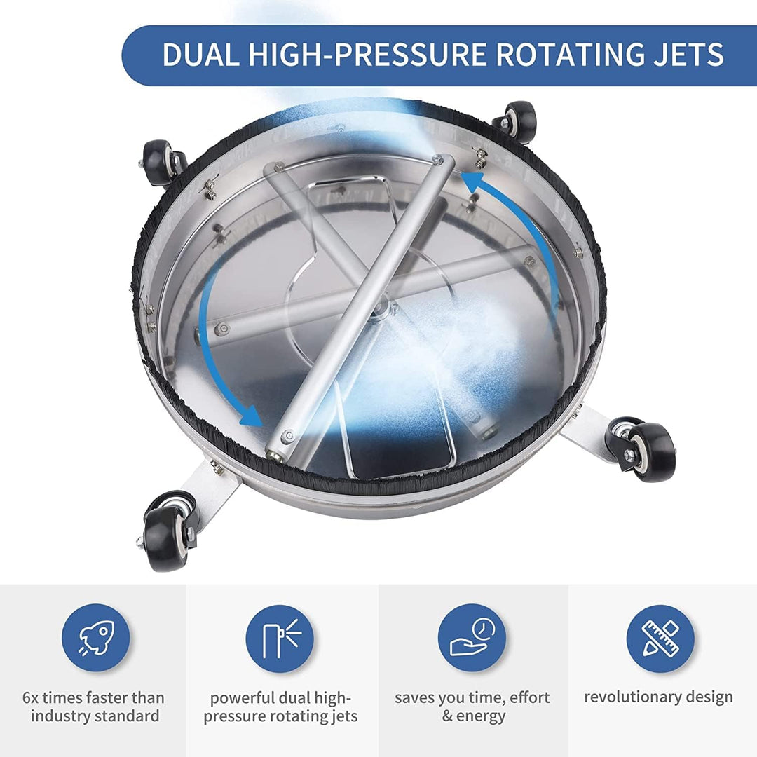 13" Pressure Washer Surface Cleaner with 4 Wheels, Stainless Steel Housing & 1/4" Quick Connector, P