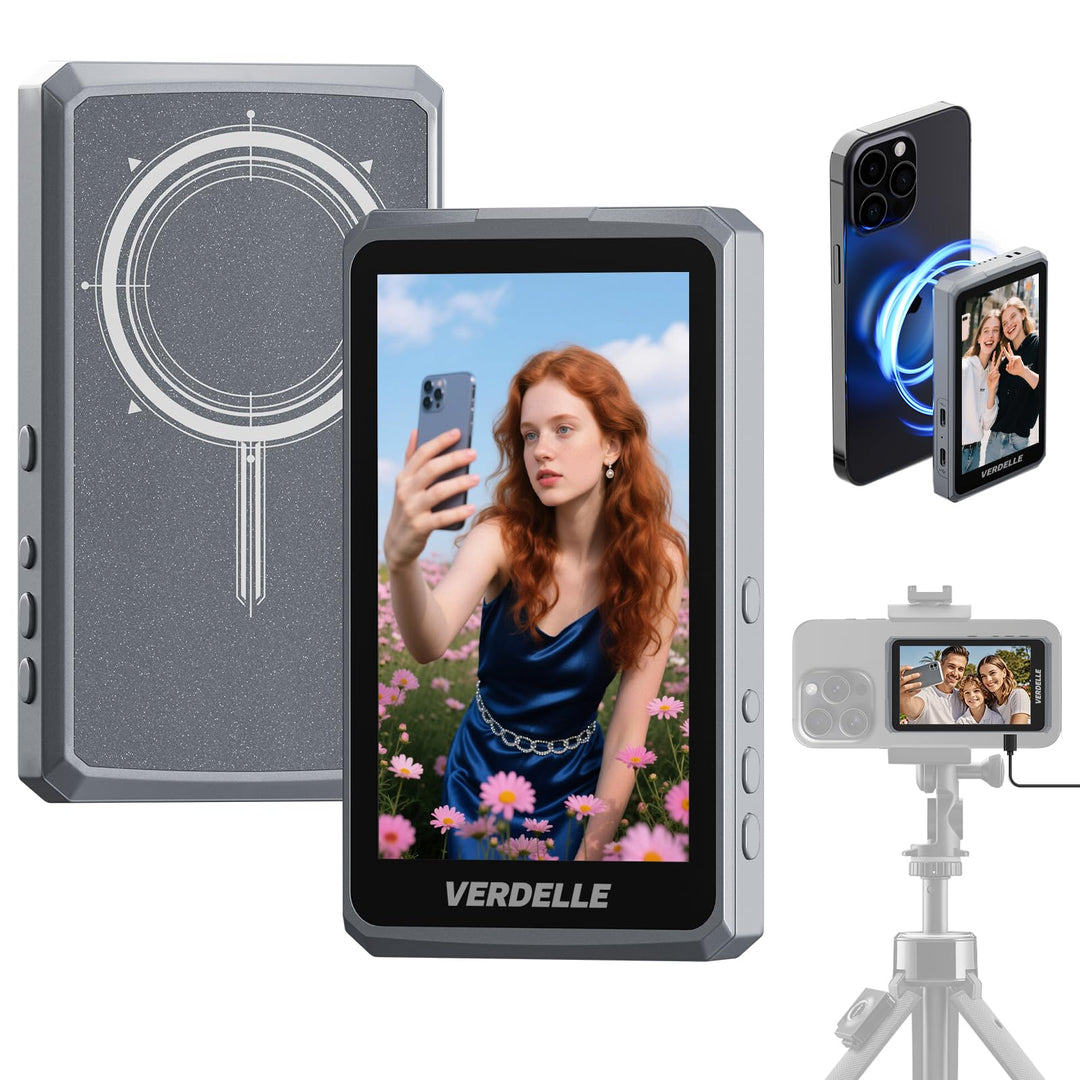 Handy Selfie Monitor, Magnetischer Vlog Selfie Monitor Bildschirm für iPhone/Android, Unterstützt 4K