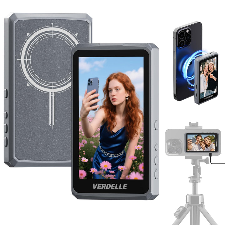 Handy Selfie Monitor, Magnetischer Vlog Selfie Monitor Bildschirm für iPhone/Android, Unterstützt 4K