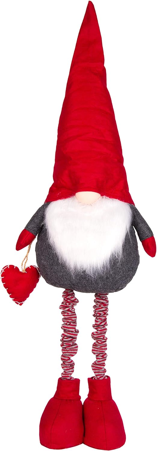 BigDean XXL Wichtel aus Filz mit Teleskop-Beinen 90-120 cm gross, 1,2 kg schwer - Deko-Figur für Wei