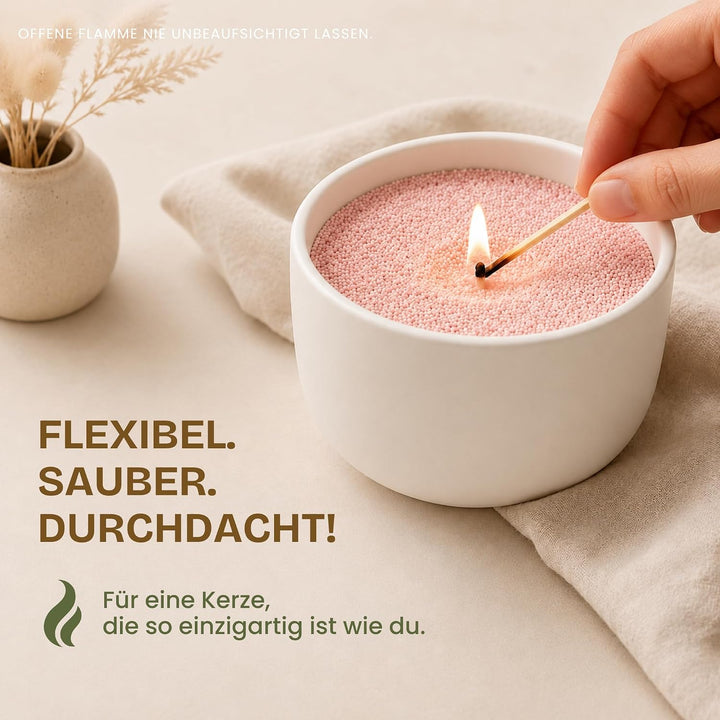 Kerzensand mit Duft Elegance Set 4x500g – [Vanille/Orange/Sandelholz/Rose] – 24 Dochte inklusive – 1