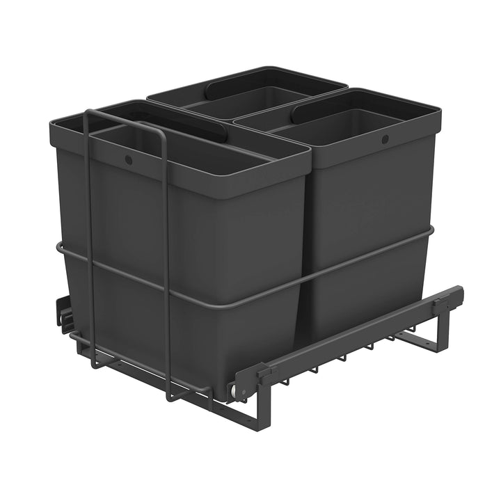 LM 64/3 Einbau Mülleimer ausziehbar mit 3 Abfalleimer (1x11L, 2x8L) Korbauszug anthrazit 32,8x43,3x3