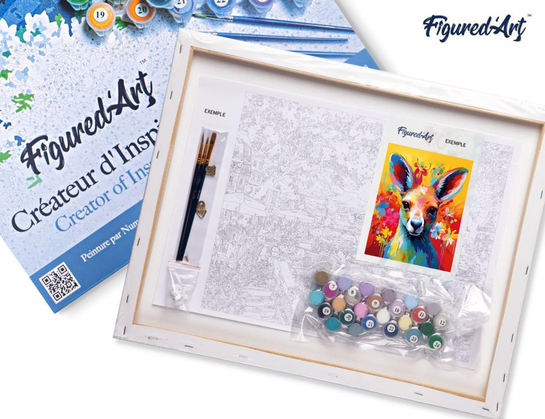 Figured'Art Malen Nach Zahlen Erwachsene Mit Rahmen Känguru Farbenfroh Abstrakt - Paint by Numbers B