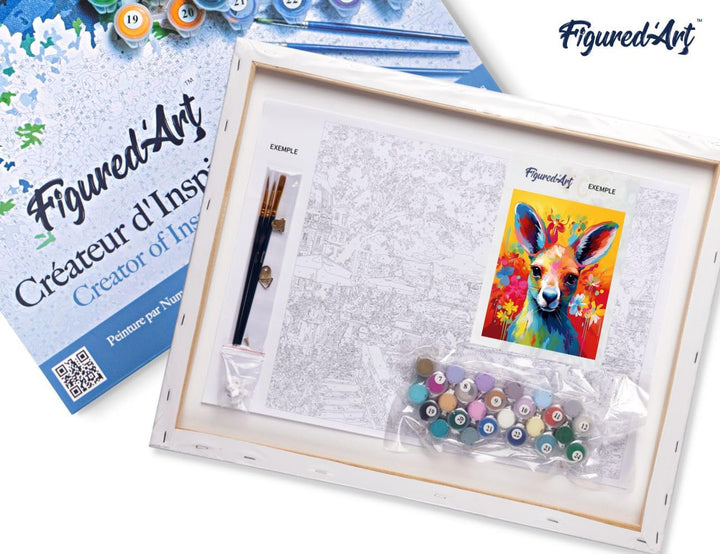 Figured'Art Malen Nach Zahlen Erwachsene Mit Rahmen Känguru Farbenfroh Abstrakt - Paint by Numbers B