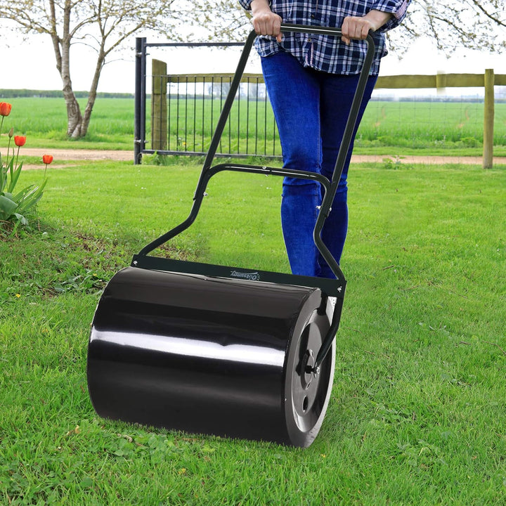 Outsunny Rasenwalze mit U-Griff, Gartenwalze, Gartenrolle, 40 cm Durchmesser, 60 L Wasser-/Sandfüllu