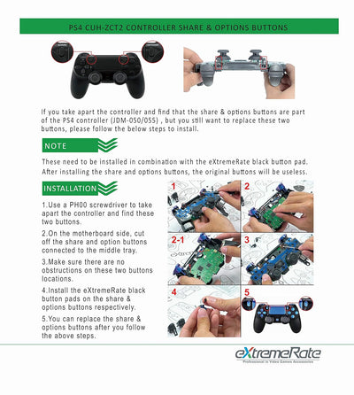 eXtremeRate LED Tasten Kit für ps4, 10 Modi 7 Farben DTF 2.0 Knöpfe D-Pad Trigger Thumbsticks Button
