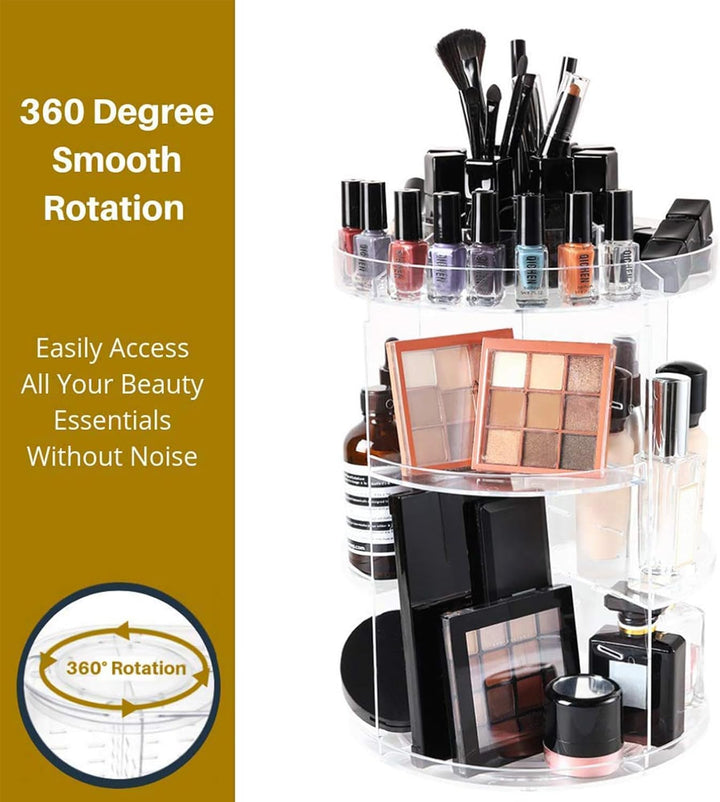 SUNFICON Rotating Makeup Organiser, Crystal Clear Transparent, Transparent