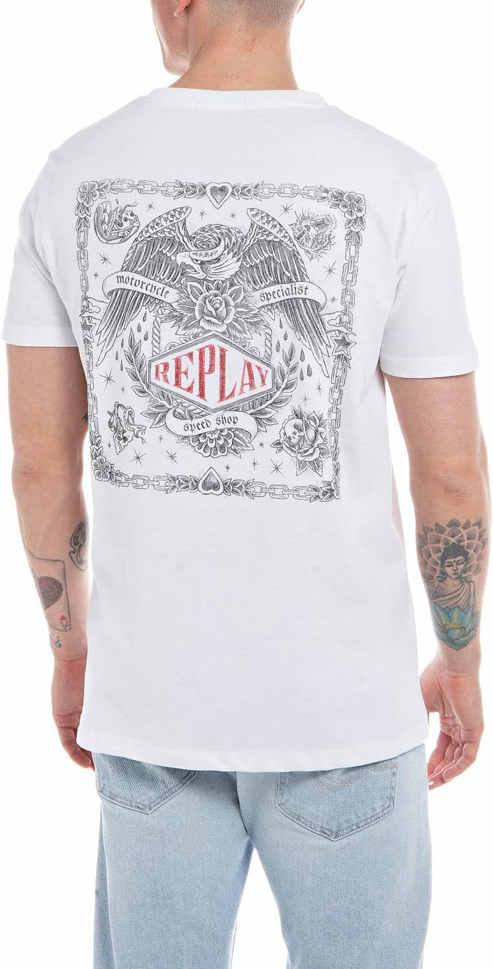 Replay Herren T-Shirt S Optical White 001, S Optical White 001