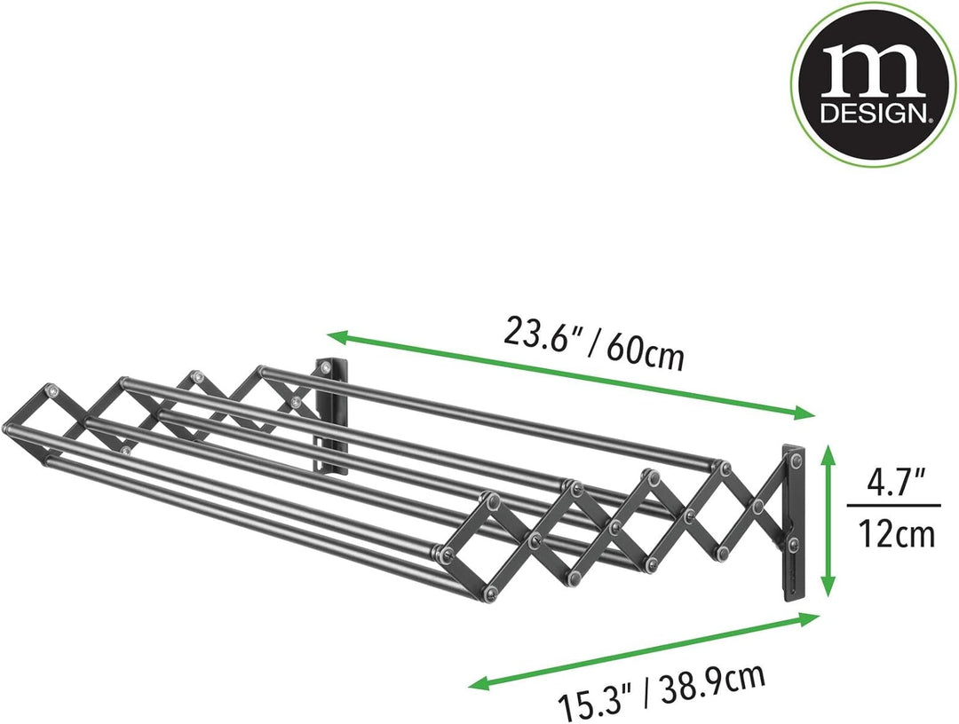 mDesign Wäscheständer aus Metall – ausziehbare Wäscheleine mit 8 Stangen für den Waschraum – platzsp