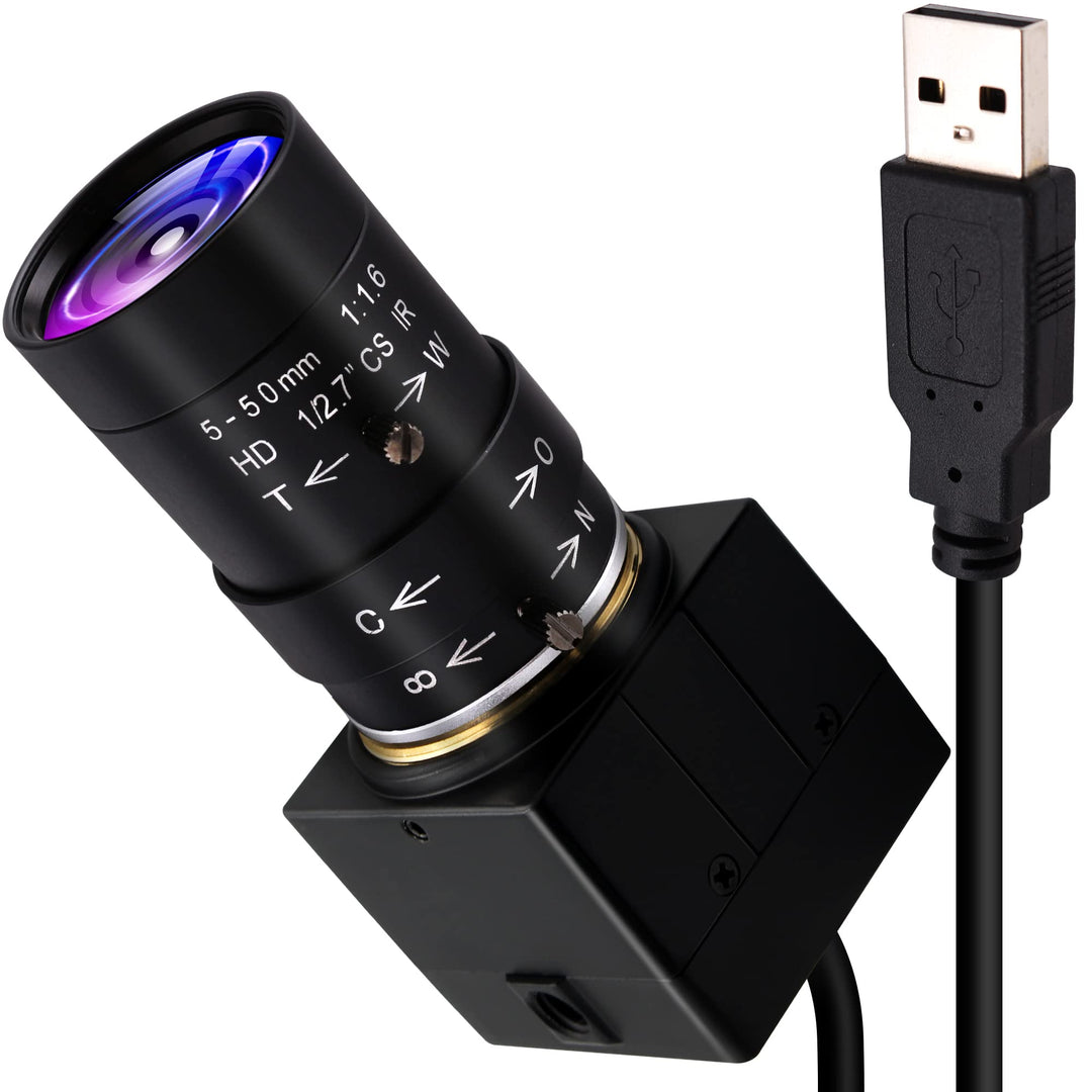 ELP 4K Webcam,2160P Zoom Web Kamera mit 5-50mm Manuell Objektiv,Variable Fokus Ultra HD Kamera,Plug