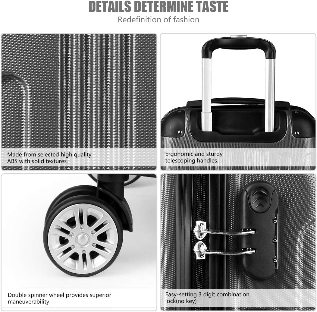 KONO Zwillingsrollen 3tlg. Kofferset Reisekoffer Koffer Trolleys Hartschale ABS Gepäckset in M-L-XL-