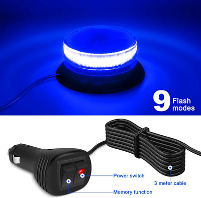 Dinfu Blaulicht Auto, Blau LED Rundumleuchte Auto Blitzleuchten Magnetfuss LED Rundumleuchte Blinkle