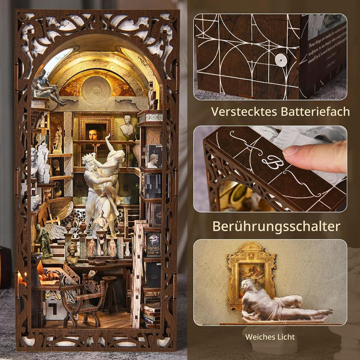 Book Nook Kit, DIY Miniatur Puppenhaus Bücherecke Kit für Jugendliche und Erwachsene mit Staubschutz