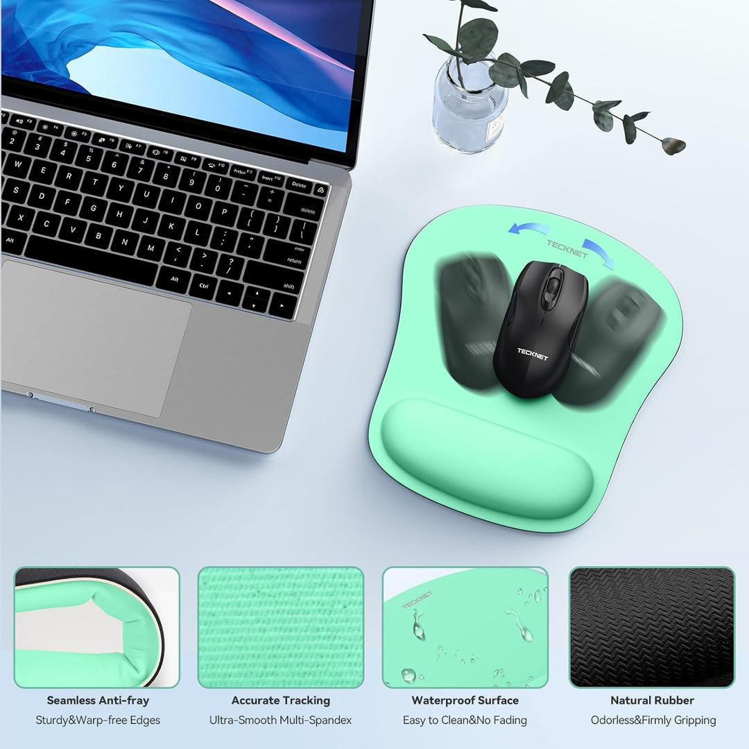 TECKNET Mauspad mit Handauflage, Gelkissen Mousepad und Ergonomische Memory Foam Tastatur Handgelenk