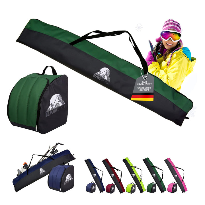 Rawstyle Skitasche Ski-Schuh-Tasche Set SKI-Tasche 160cm oder 180cm wasserdicht Ski Bag Ski Cover Wi