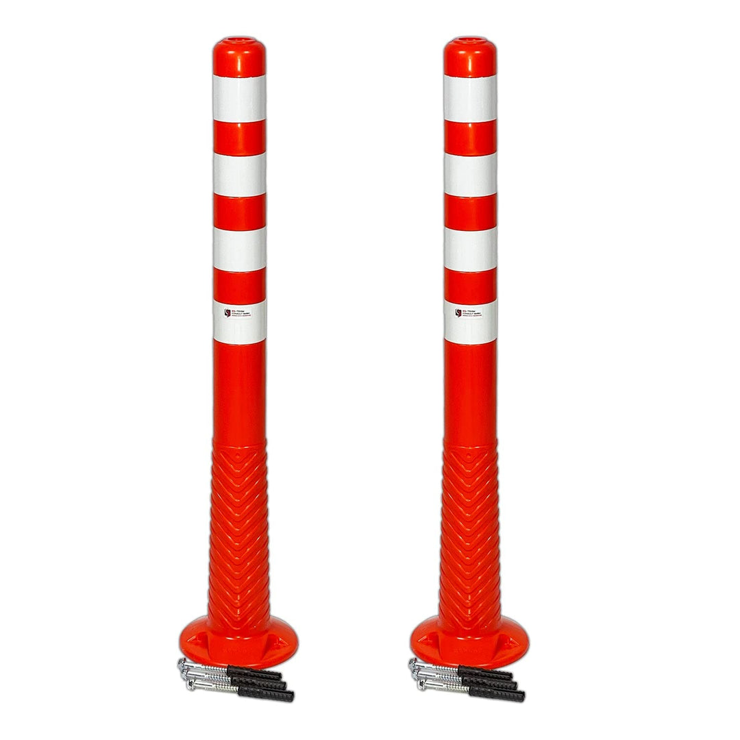 UvV Ecoline flexible Absperrpfosten 2 Stück je 100cm orange vier Reflexstreifen (RA1) Befestigungsma