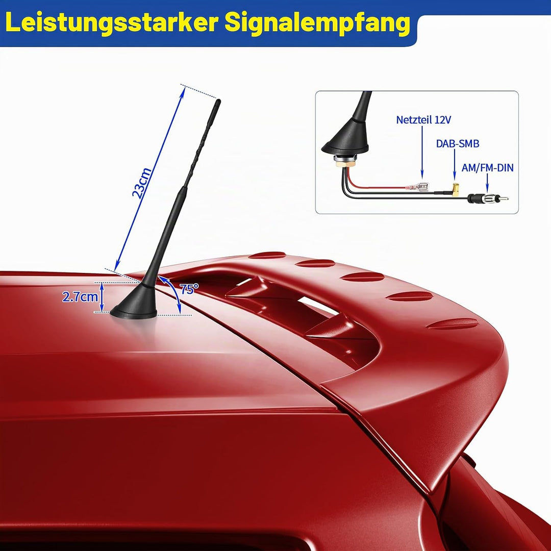 Eightwood DAB Antenne Autoantenne Splitter Verstärker SMB auf DIN-Anschluss Universal Dach DAB Anten