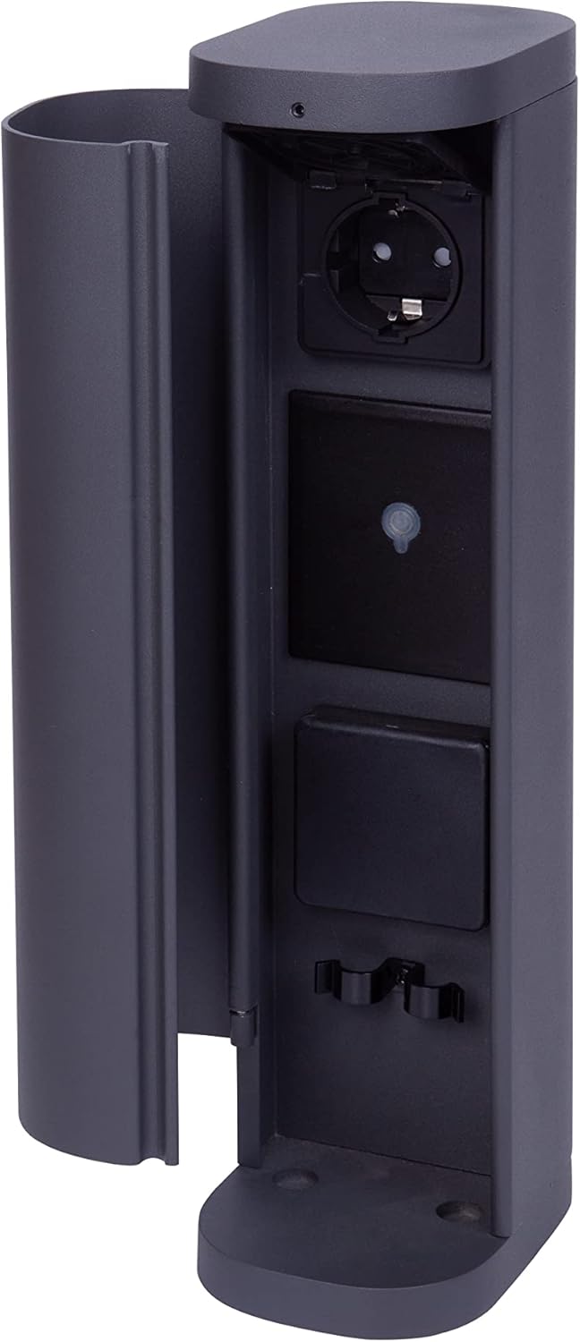 Bold 19486 Volo smarte Garten Steckdose aussen (Steckdosen-Säule) Anthrazit (2X Schuko | Smart Home