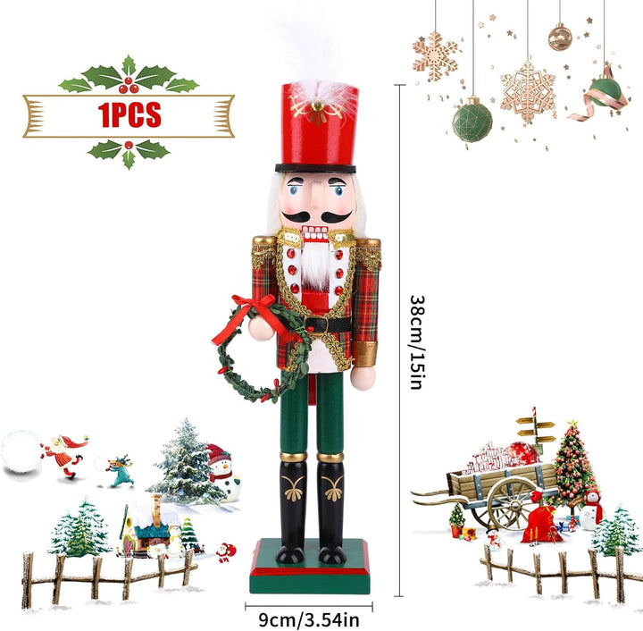 Jodsen 38cm Traditionelle Nussknacker-Figuren aus Holz,Weihnachtsdekoration,Festliche Nussknacker-Or