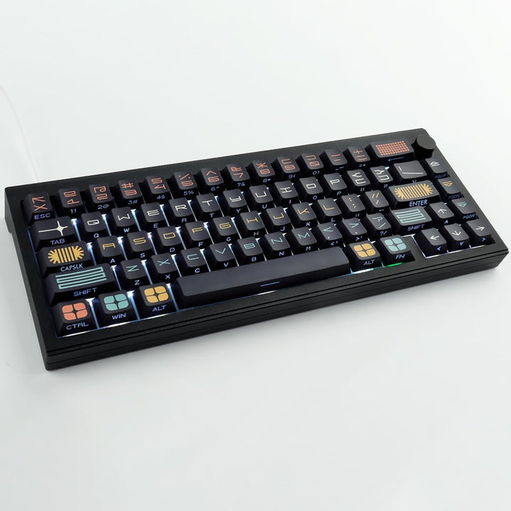 PBT Keycaps, 131 Keys Custom Black Expo Keycaps, Shine Through Side Engraved Transparent Keycaps Che