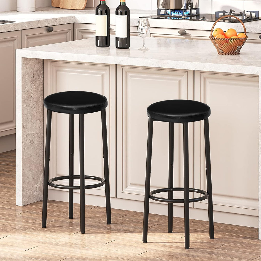 HOOBRO 2er-Set Barhocker, PU-gepolsterte Barstühle, Küchenstühle mit Fussstütze, einfach zu montiere