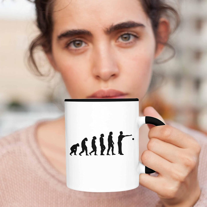 Trendation - Boule Tasse Geschenk Boule-Spieler Geschenkidee Spruch Evolution Boule (Schwarz), Schwa