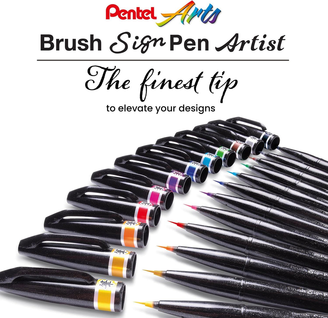 Pentel SESF30C-AX Extra feine Pinsel-Spitze, 12 Stück schwarz 12 Schwarz, 12 Schwarz