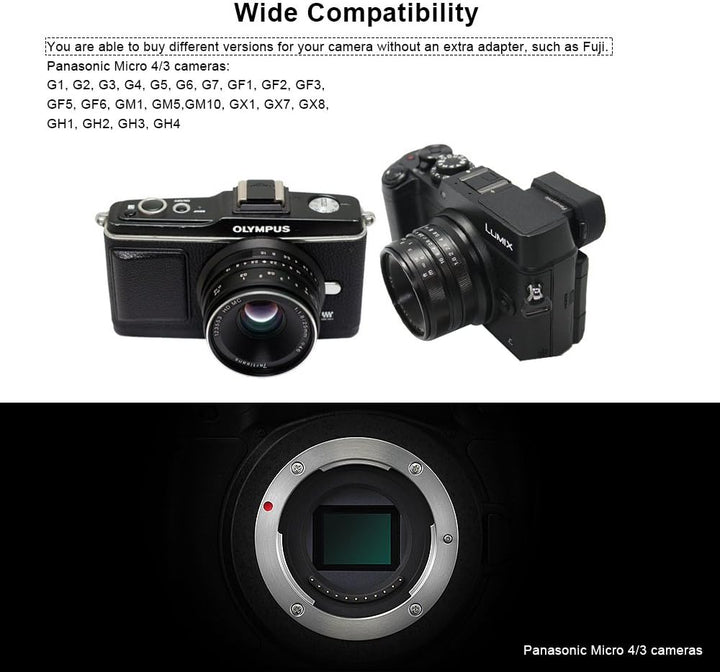 7artisans 25mm F1.8 Manueller Fokus Prime Fixiertes Objektiv für Olympus Micro Four Thirds MFT m4/3