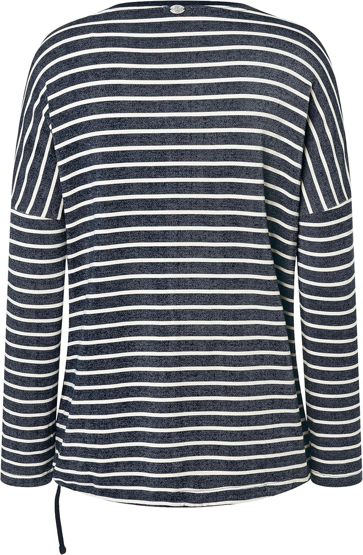 Timezone Damen Striped Sporty Longleeve T-Shirt S Blue Grey Stripe, S Blue Grey Stripe