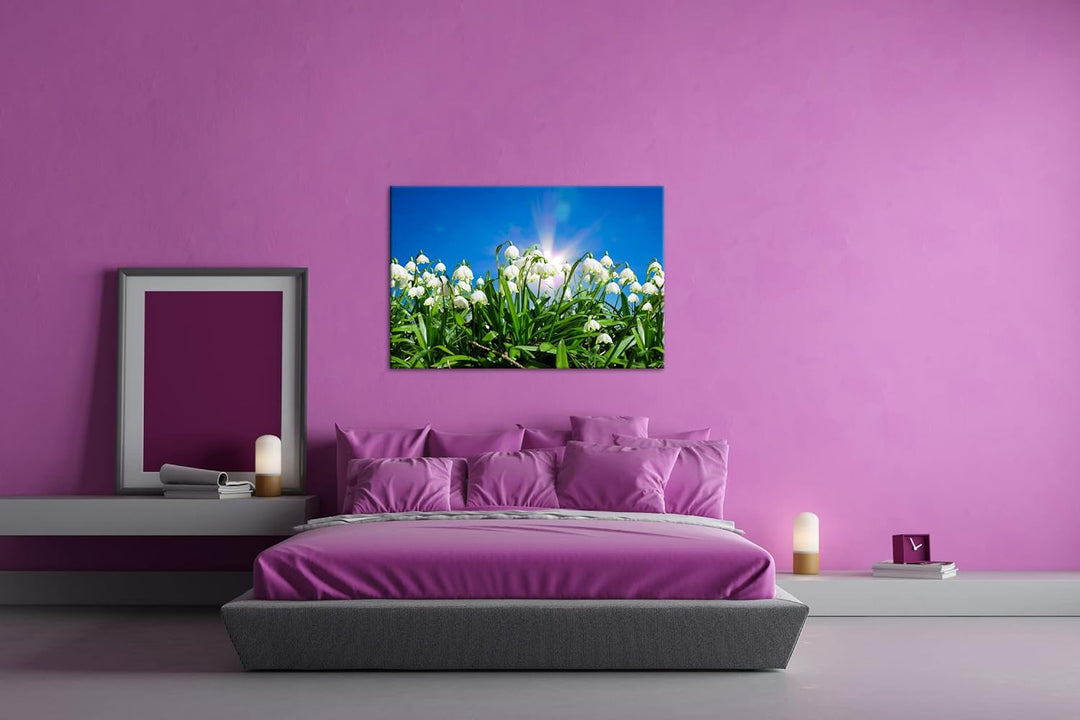 deyoli zauberhafte Schneeglöckchen Format: 100x70 als Leinwand, Motiv fertig gerahmt auf Echtholzrah