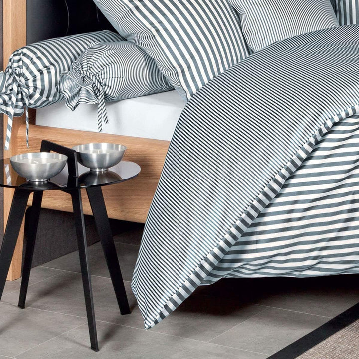 Janine Design Streifen-Bettwäsche modern Classic anthrazit 1 Bettbezug 155 x 200 cm + 1 Kissenbezug