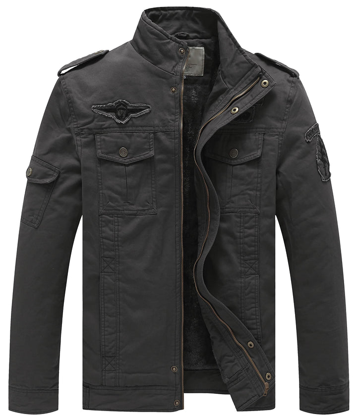 WenVen Herren Klassisch übergangsjacke Winter Warme Jacke Lässige Outdoor Winddichter Mäntel Verdick