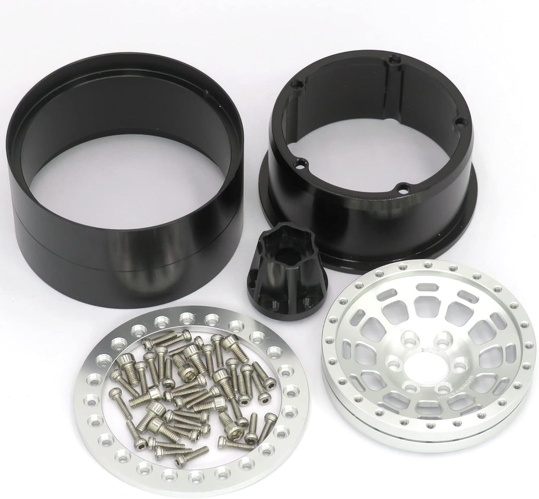 hobbysoul 4 Stück Breite 1,57Zoll (40mm) 2,2 Beadlock Räder 122g/Felge, 2,2 Räder Silberne Felgen Fü