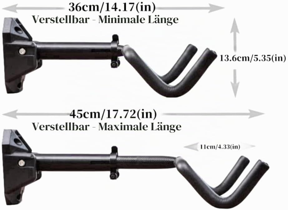 Wandmontierter Fahrrad-Parkständer, Fahrrad-Wandhalterung mit verstellbarem Winkel und Wandabstand,