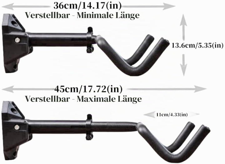 Wandmontierter Fahrrad-Parkständer, Fahrrad-Wandhalterung mit verstellbarem Winkel und Wandabstand,