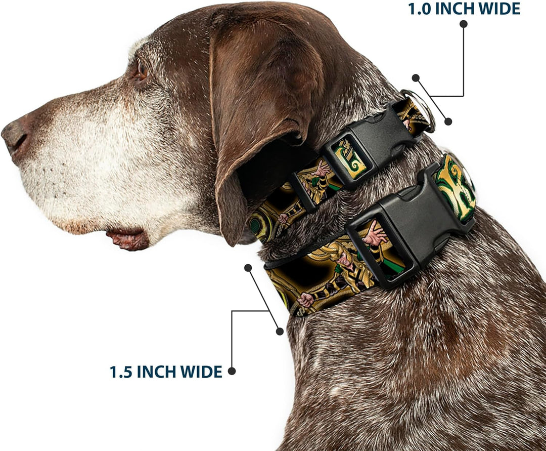 Hundehalsband, Kunststoff, mit Clip, Loki-Posen, Schwarz, Gold, Grün, 38,1 bis 66 cm, 2,5 cm breit 1