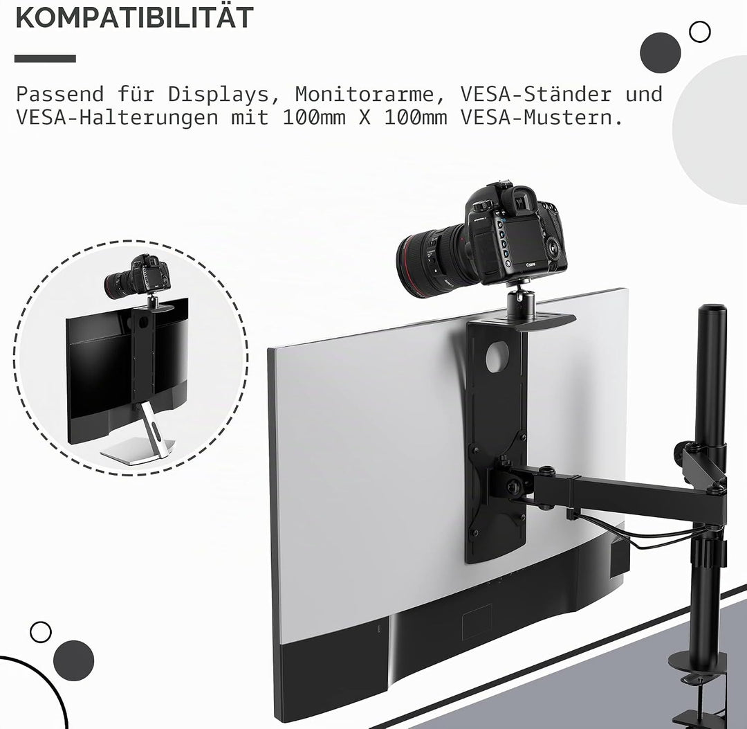 HumanCentric DSLR-Monitorhalterung, klein, Tischkamera-Montage, leichte Webcam, Mikrofon-Ablage für