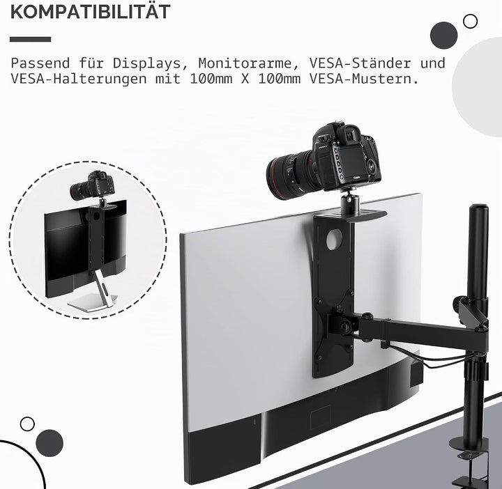 HumanCentric DSLR-Monitorhalterung, klein, Tischkamera-Montage, leichte Webcam, Mikrofon-Ablage für