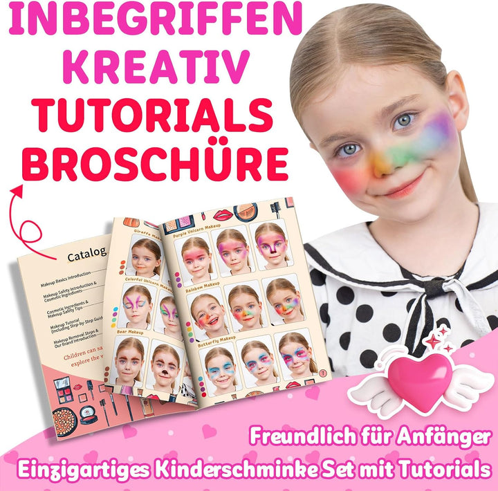 Hollyhi 58Pcs Wirklich Kinderschminke Set, Sicher Waschbar Schminkkoffer Mädchen Schminke Spielzeug,