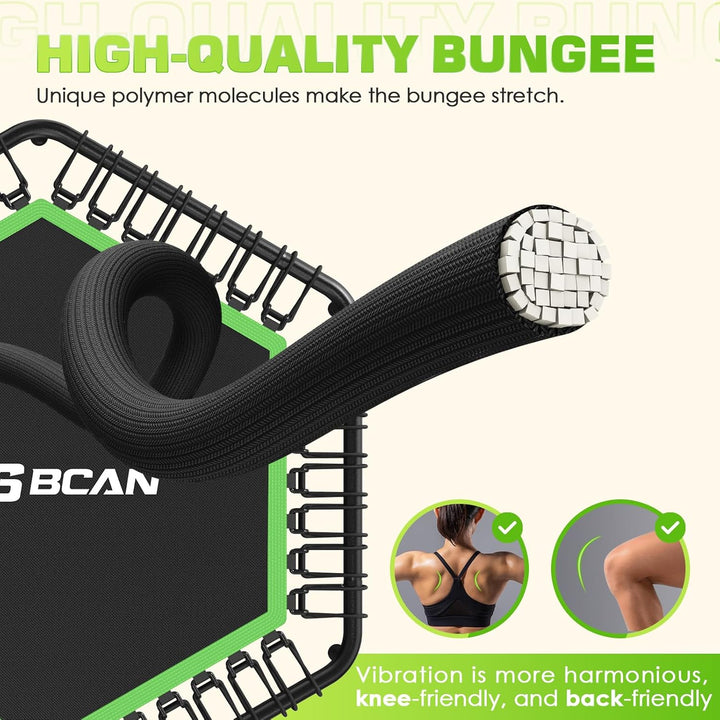 BCAN 250KG Mini-Trampolin, Ø 123CM Fitness-Trampolin mit Bungees, 3-Fach Verstellbarer Schaumstoffgr