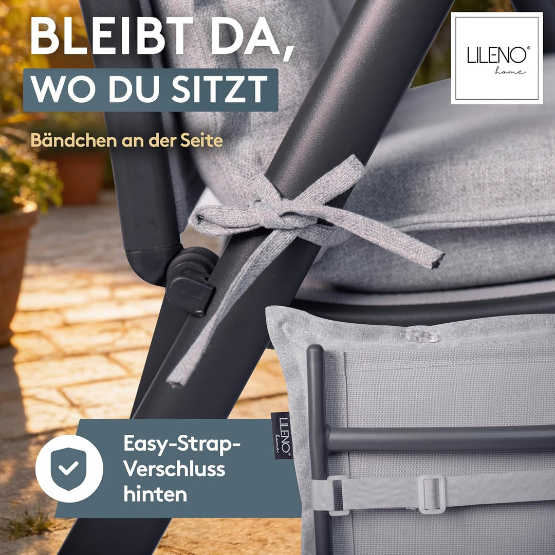 LILENO HOME Gartenstuhl Auflagen als [2er Set - Niedriglehner] in Silber Y - Bequeme Liegen als Sitz