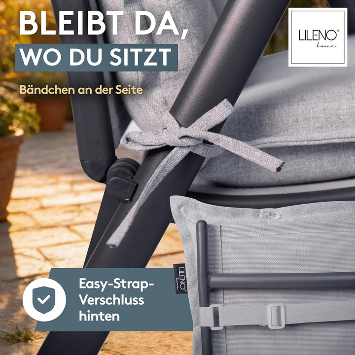 LILENO HOME Gartenstuhl Auflagen als [2er Set - Niedriglehner] in Silber Y - Bequeme Liegen als Sitz
