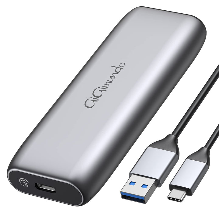 GiGimundo M.2 USB C Aluminium SSD-Gehäuse, USB 3.1 auf M.2 SATA NGFF SSD Case (6 Gbit/s) mit UASP, u