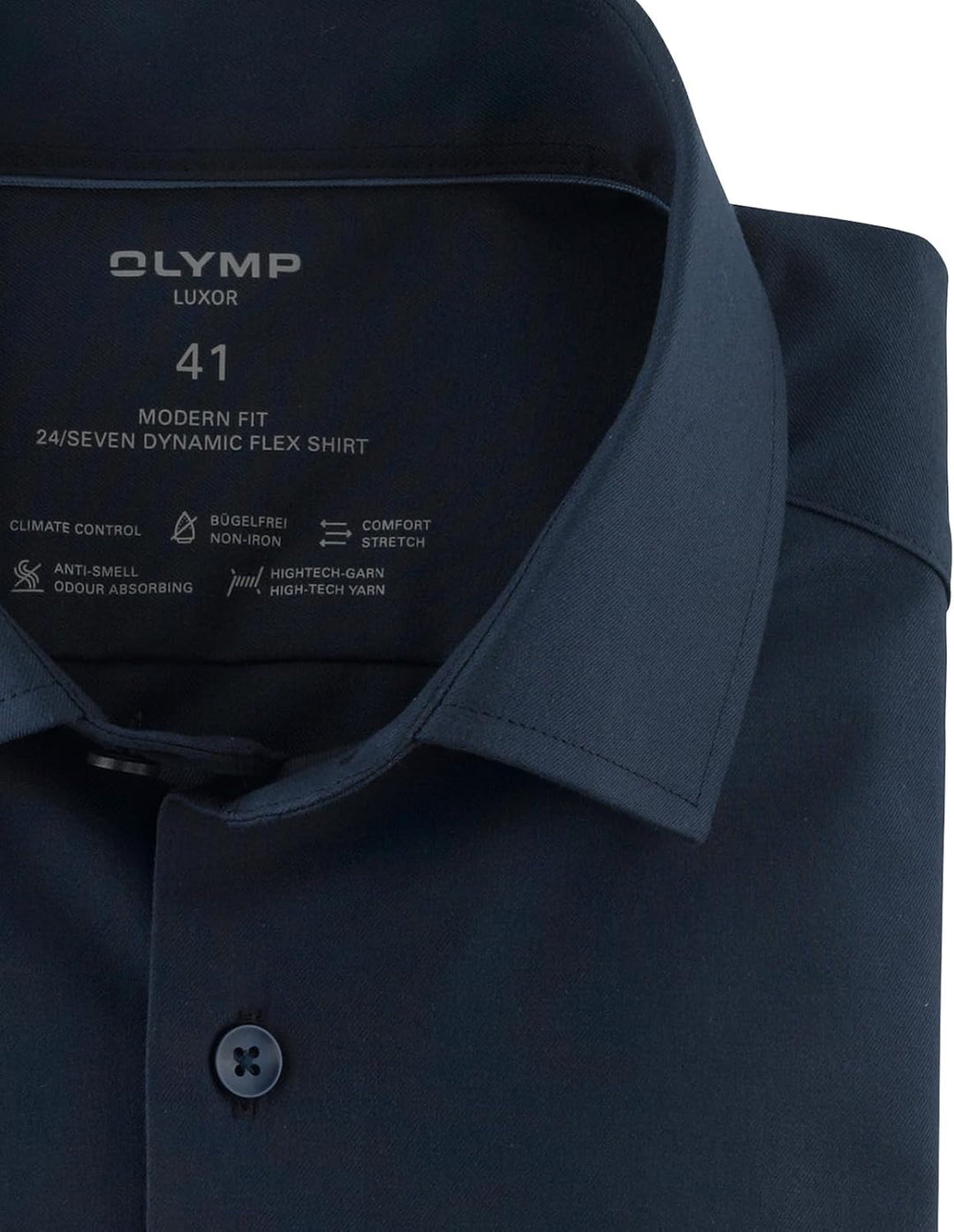 OLYMP Herren Oberhemd Langarm Luxor.24.Seven,Twill,modern fit,Global Kent 37 Navy, 37 Navy