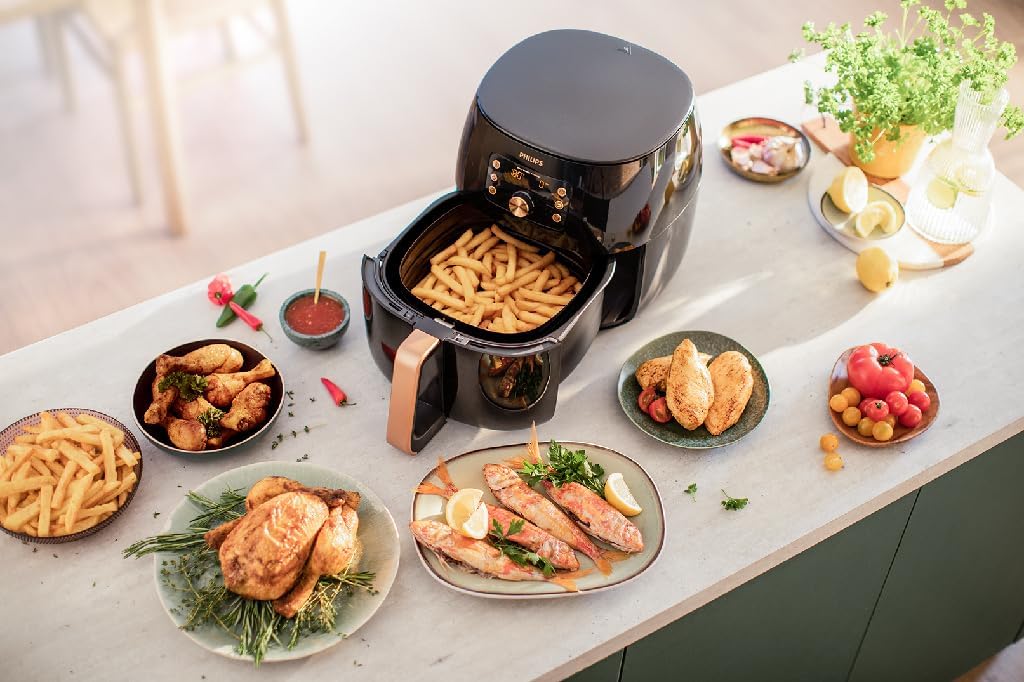 Philips Airfryer XXL mit Rapid Air Technologie - Heissluftfritteuse mit 7,3L Kapazität, 90% weniger