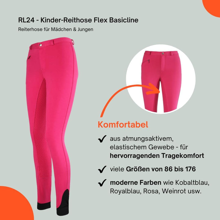 RL24 - Kinder-Reithose Flex Basicline | Vollbesatz-Reitleggings für Mädchen & Jungen | hautfreundlic