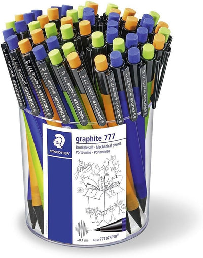 STAEDTLER STAEDTLER 777 07KP50 Druckbleistift graphite gefüllt mit B-Minen, Minendurchmesser 0,7 mm,